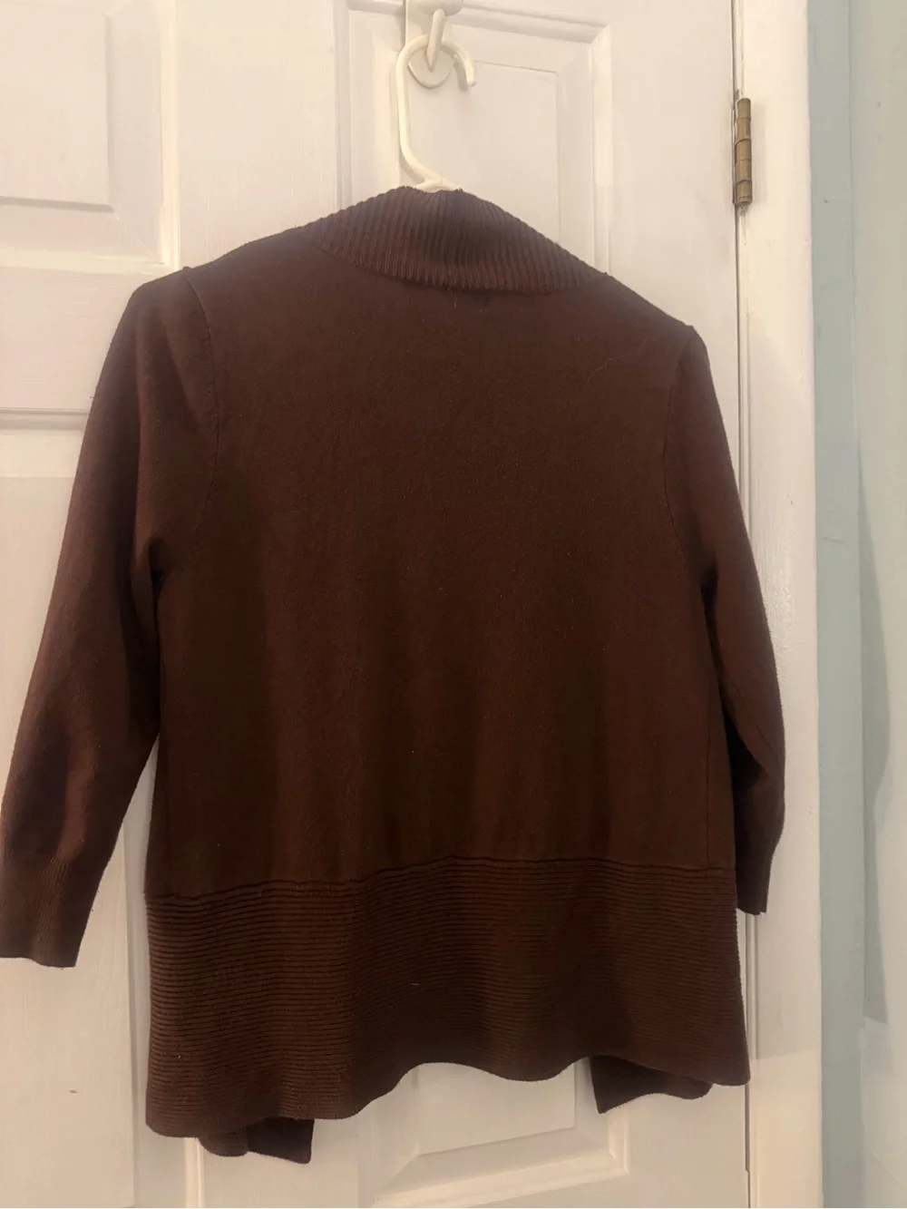 Philosophy Chocolate Brown Open-Front Zip-Pocket Cardigan Medium